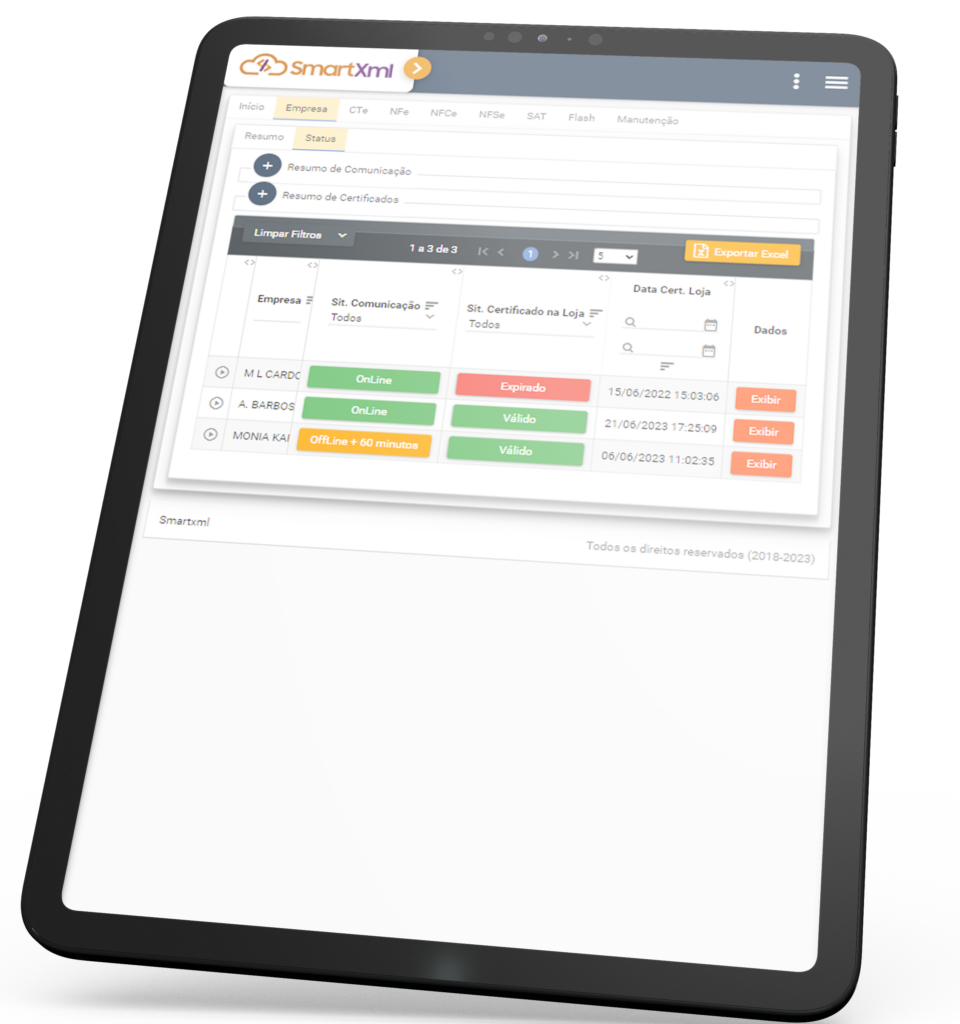 Sistema SmartFull em um tablet